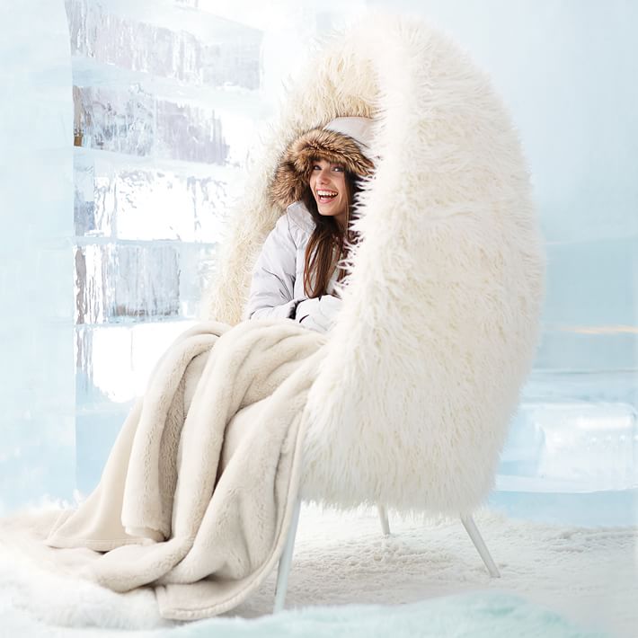 Ivory Furlicious Faux Fur Cave Chair Pbteen