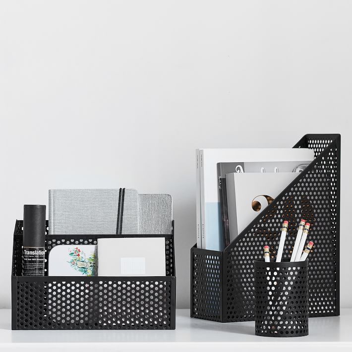 Perforated Metal Desk Accessories Set Of 3 Pbteen