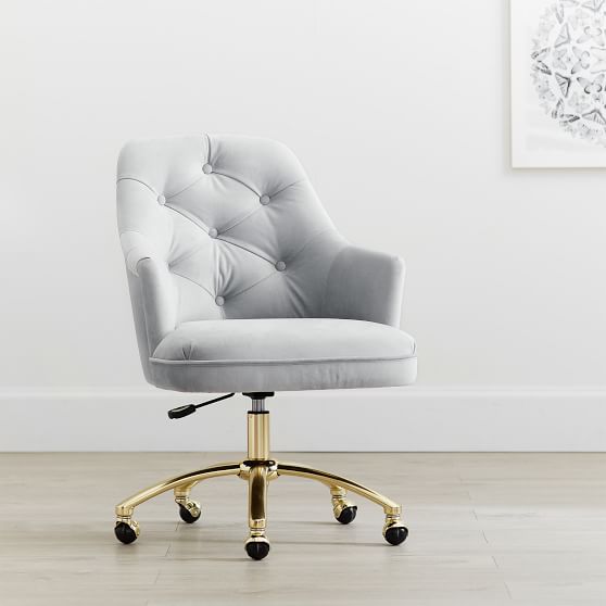 Re Velvet Silver Tufted Swivel Task Chair Pbteen Re Velvet Silver Tufted Swivel Task Chair