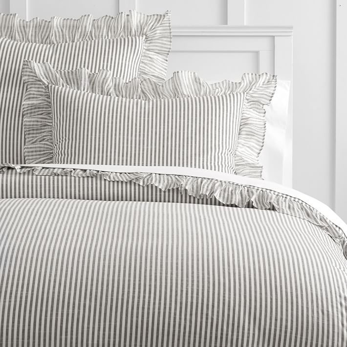 The Emily Meritt Ruffle Stripe Duvet Cover Sham Pbteen