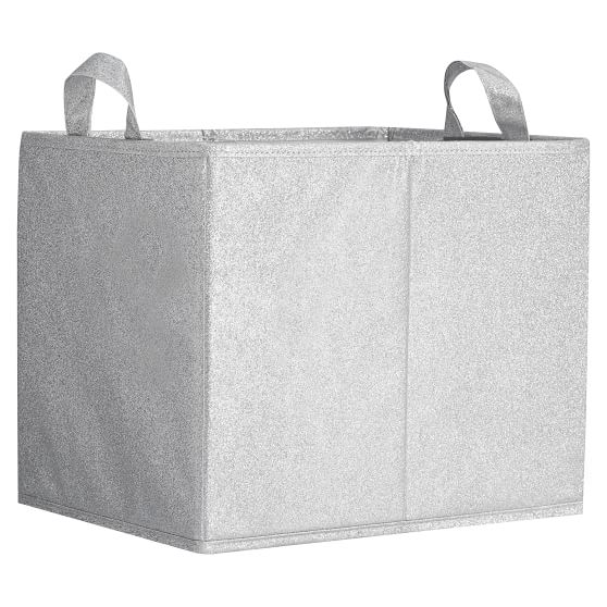 Silver Glitter Storage Bins PBteen