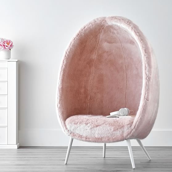 Iced Faux-Fur Blush Cave Chair | PBteen