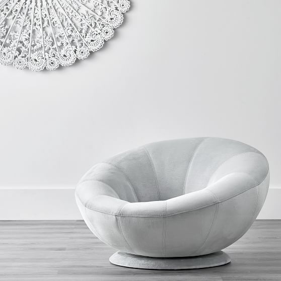 Lustre Velvet Silver Groovy Swivel Chair PBteen