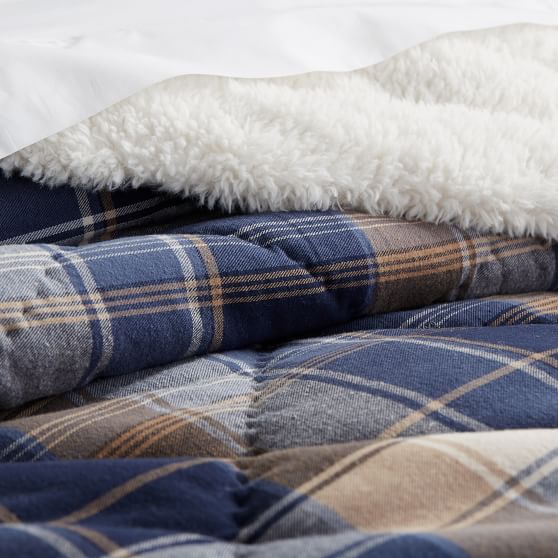 Aspen Plaid Sherpa Comforter + Sham PBteen