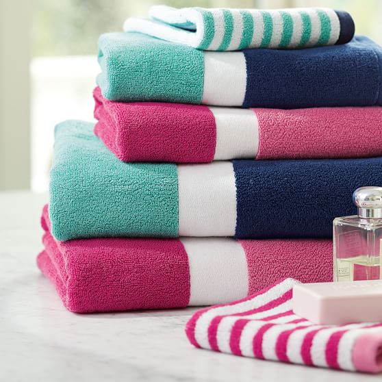 color block bath towels pbteen