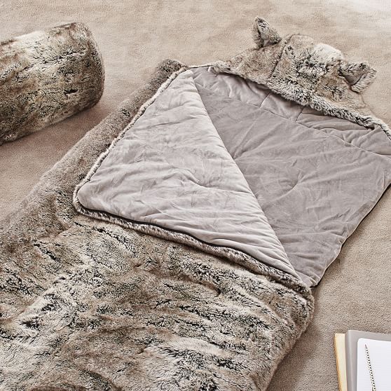 Faux Fur Sleeping Bag Gray Ombre Pb Faux Fur Sleeping Bag Gray Ombre