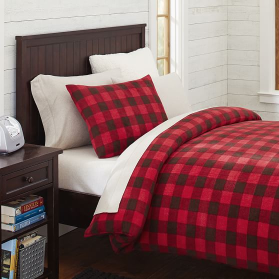 Fleece Duvet Cover + Sham, Buffalo Check Red PBteen