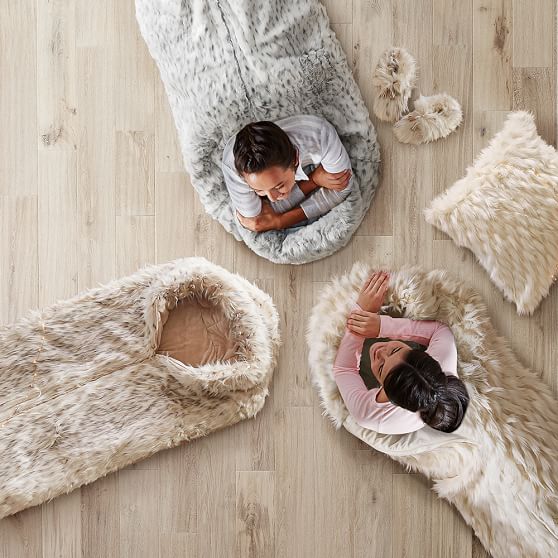Gray Leopard Faux Fur Sleeping Bag Pb Scroll To Next Item