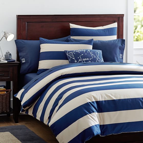 Rugby Stripe Duvet Cover Sham Navy Stone Pbteen Rugby Stripe Duvet Cover Sham Navy Stone