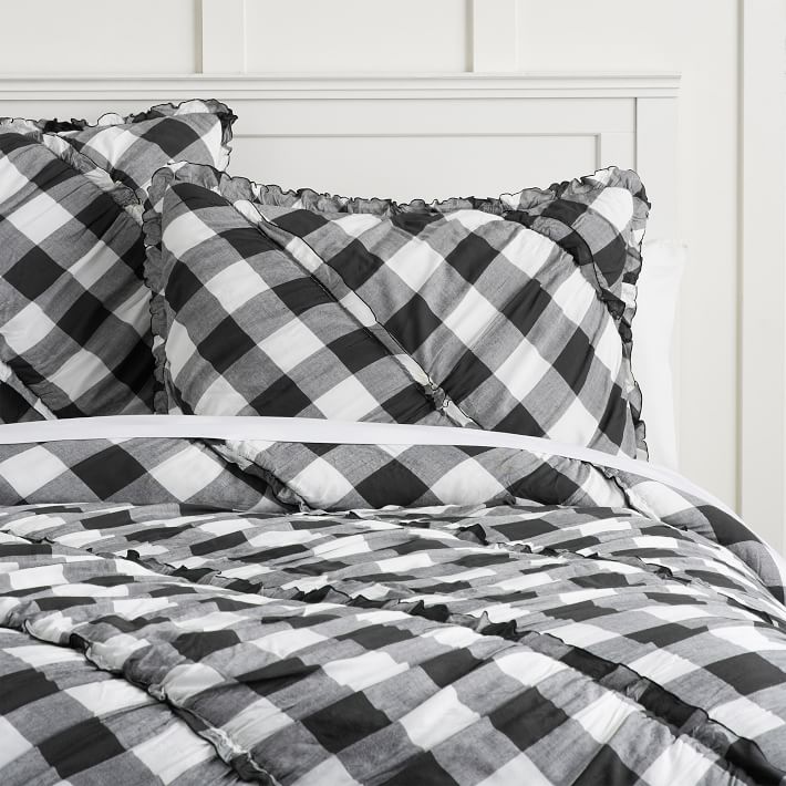 Gingham Ruffle Quilt Sham Pbteen