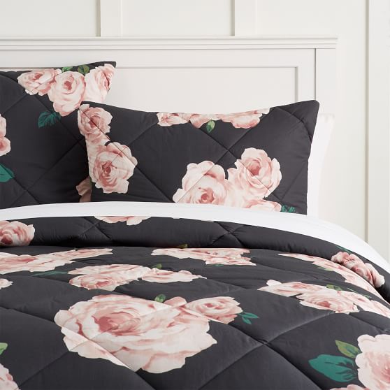 the emily meritt bed of roses comforter sham black blush c