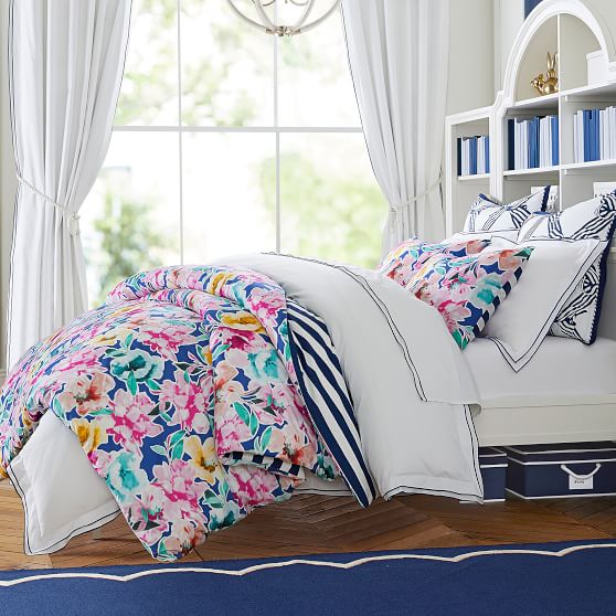 watercolor blooms reversible duvet