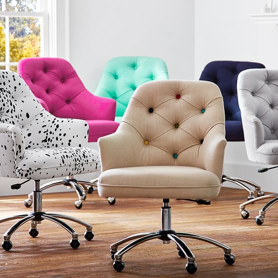 Twill Tufted Desk Chair Teen Desk Chair PBteen