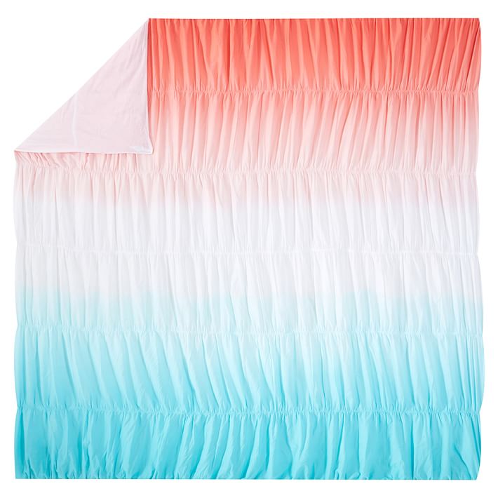 Surf Dip Dye Ruched Duvet Cover Sham Capri C Pbteen
