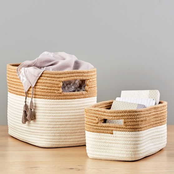 tonal rope baskets white