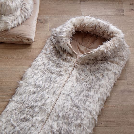 Snow Cat Faux Fur Sleeping Bag Pb Snow Cat Faux Fur Sleeping Bag