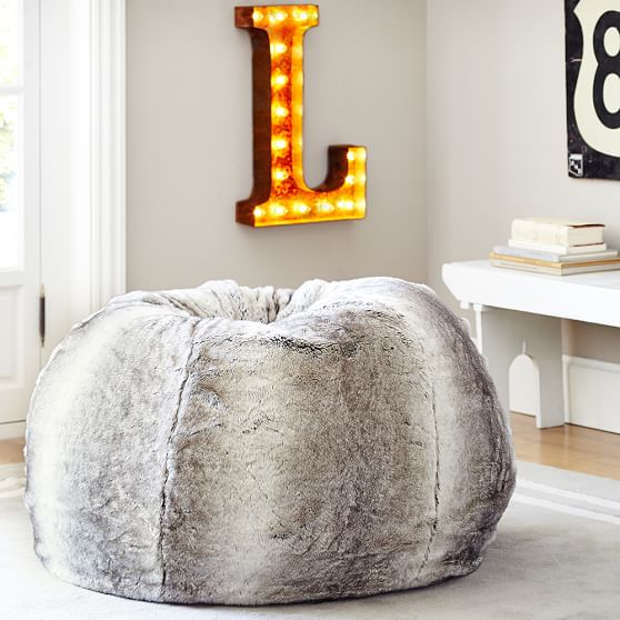 Gray Ombre Faux Fur Beanbag Pb Roll Over Image To Zoom