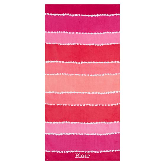 Tie Dye Stripe Beach Towel, Pink PBteen