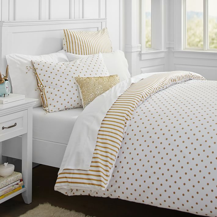 The Emily Meritt Metallic Dottie Duvet Cover Sham Pbteen