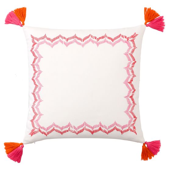 Embroidered border monogram pillow covers  pbteen