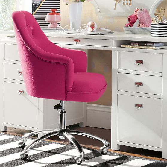 Twill Tufted Desk Chair Teen Desk Chair PBteen