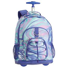 Rolling Book Bags Backpack Wheels Wheeled Pb Gear Up Pink Purple Marble Rolling Backpack