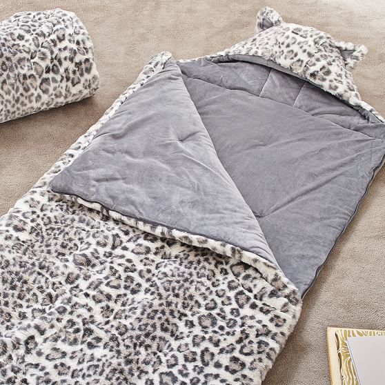 Faux Fur Sleeping Bag Gray Cheetah Pb Faux Fur Sleeping Bag Gray Cheetah