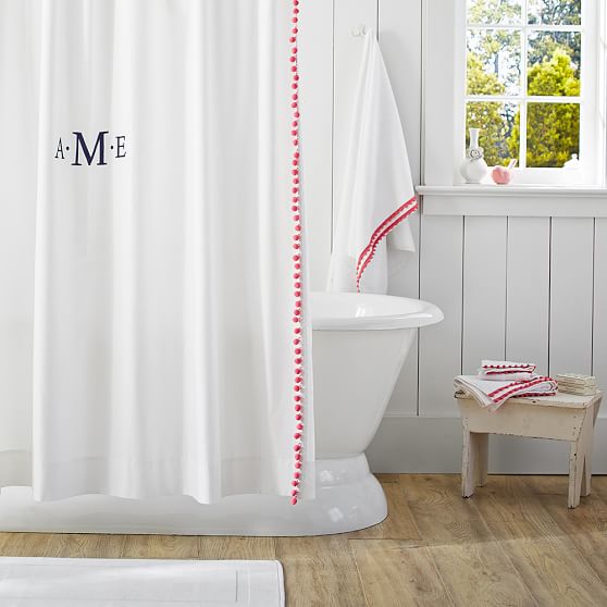 Pom Shower Curtain Pink Pb Pom Shower Curtain Pink
