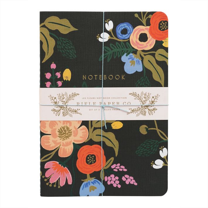 rifle paper co lively floral stitched notebooks set of 3 pbteen rifle paper co flower