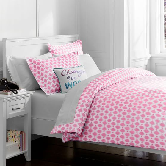 Ikat Dot Organic Duvet Cover Pillowcases Bright Pink Pbteen