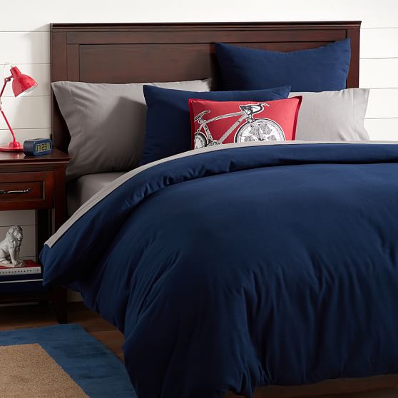 Easton Flannel Duvet Cover Sham Dark Navy Pbteen