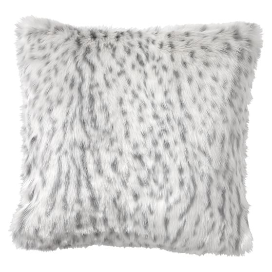 Faux Fur Pillow Cover Gray Leopard Pbteen