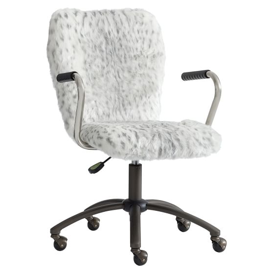 Gray Leopard FauxFur Airgo Desk Chair PBteen