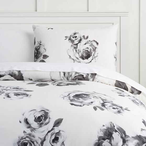The Emily Meritt Bed Of Roses Duvet Cover Sham Black White Roll Over Image To Zoom