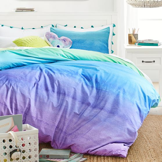 Organic Watercolor Rainbow Duvet Cover Sham Cool Pbteen