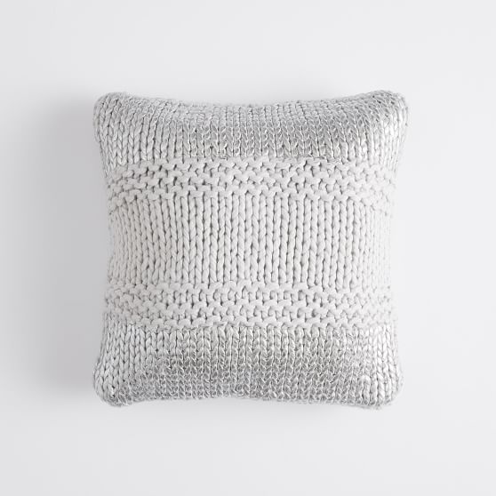 Knitted Metallic Pillow Cover Teen Throw Pillows Pottery Barn Teen
