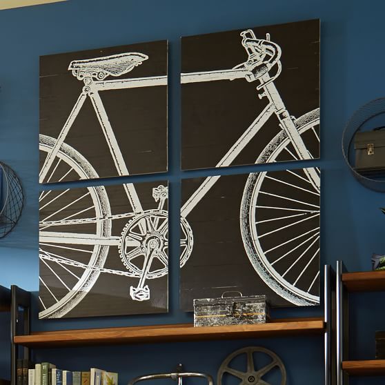 Bike Wall Art Set Of 4 Teen Decor Sale Pottery Barn Teen