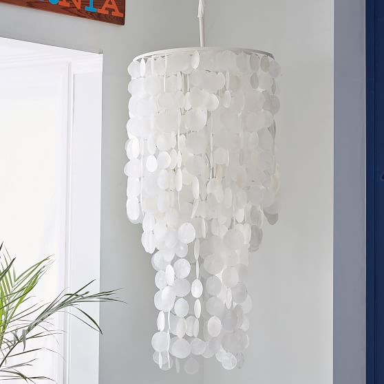 Pottery Barn Teen Light Grey Fabric Chandelier Lamp Shade 