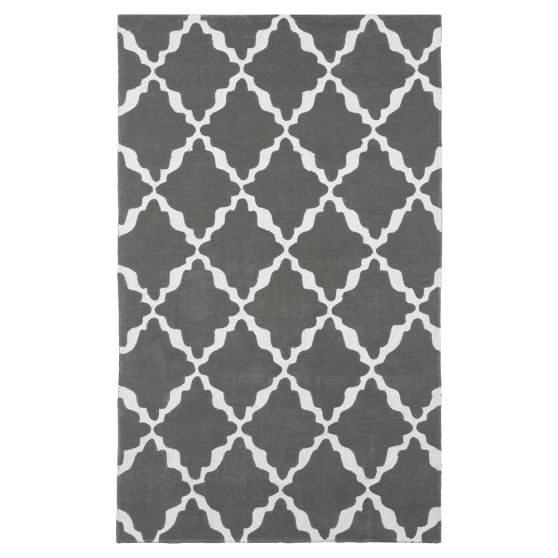 Lattice Teen Rug Warm Gray & Ivory Pottery Barn Teen