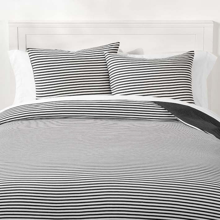 Favorite Tee Striped Reversible Duvet Cover Full Queen Heathered