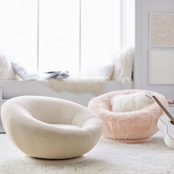 Tweed Groovy Swivel Chair Lounge Chair Pottery Barn Teen