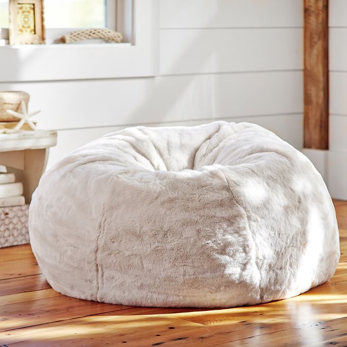 Ivory Polar Bear Faux Fur Beanbag Pb