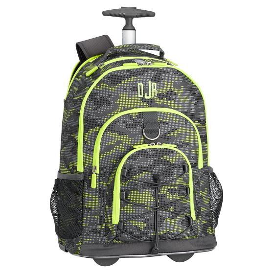 Dot Camo Gray Neon Rolling Backpack For Teens Pottery Barn Teen