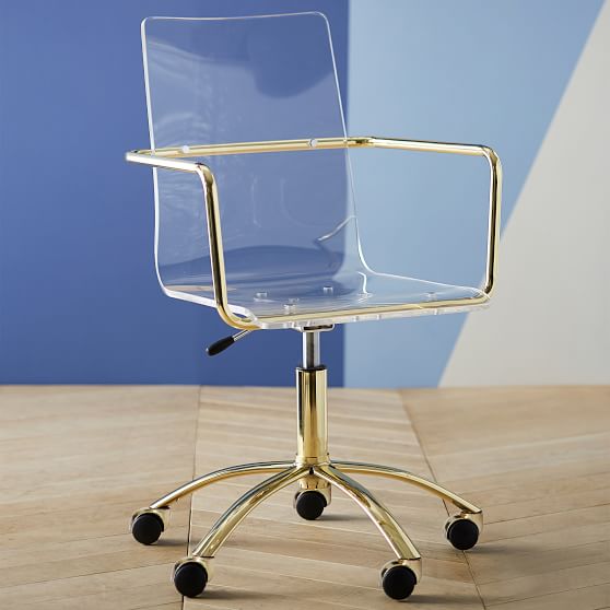 Gold Paige Acrylic Swivel Chair Teen Desk Chair Pottery
