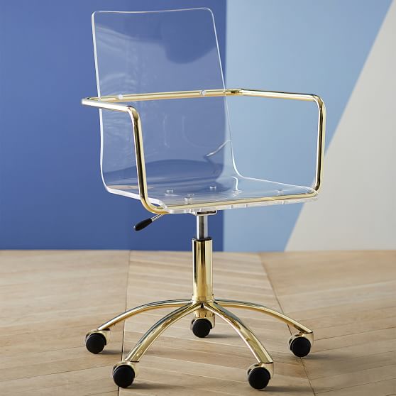 Gold Paige Acrylic Swivel Chair| Teen Desk Chair | Pottery Barn Teen