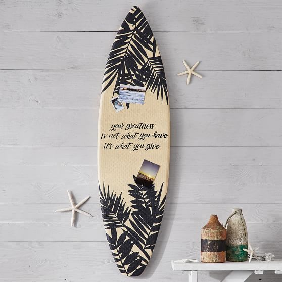 Surfboard Pinboard, Natural/Black Wall Organizers Pottery Barn Teen