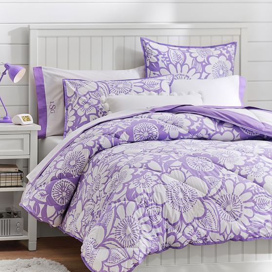 Blooming Garden Comforter + Sham, Purple Pottery Barn Teen