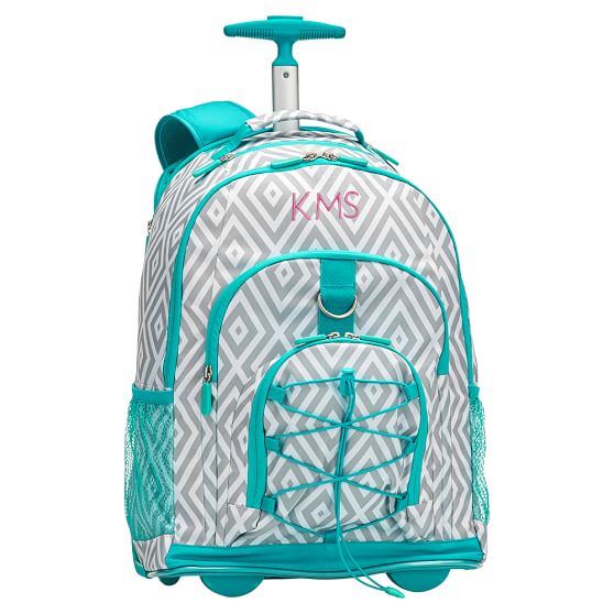 Gray Preppy Diamond Rolling Backpack For Teens Pottery Barn Teen