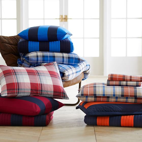 Rugby Stripe Reversible Boys Quilt Sale Pottery Barn Teen