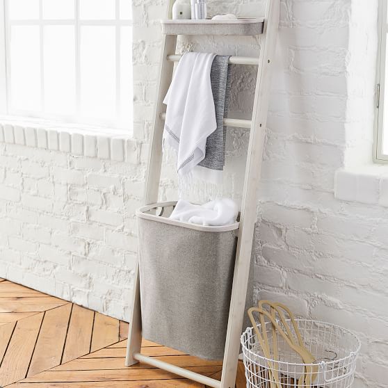 Wall Leaning Storage Rack With Hamper Pottery Barn Teen